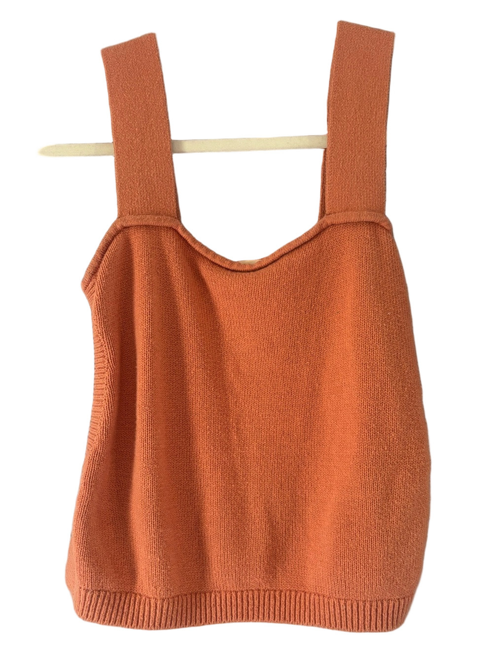 UpWest Terracotta Rust Knit Sweater Tank Top Square Neck Side Slit XXS